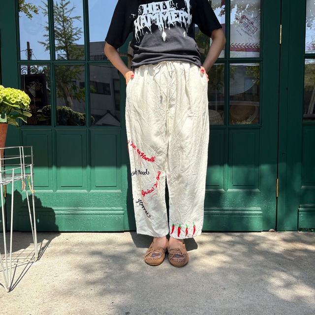 Antique French Linen Chef Pants (Red Hot Chili )