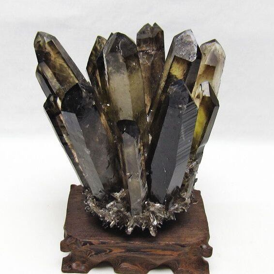 モリオン 原石 黒水晶 クラスター 台座付属 一点物 おまかせ便 182-8714