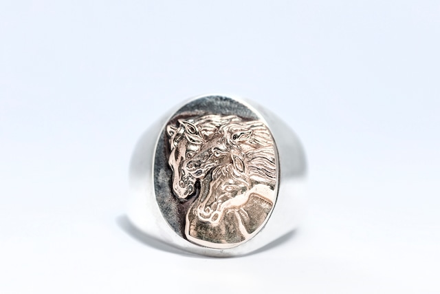 PHARAOS HORSE RING10K GOLD X SILVER  (OVAL) LARGE