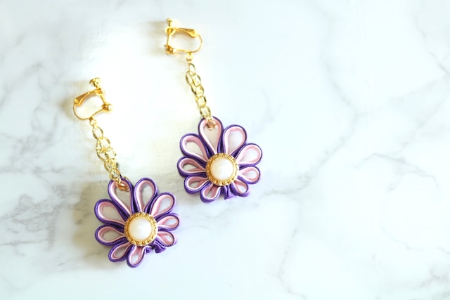 pierce/earring China button Daisy (pink)