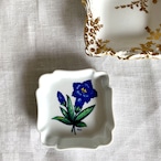 小皿　りんどうのプレート　花リム　フランス雑貨　アクセサリートレー　小物入れ　おつまみ入れ　 12TWcj15