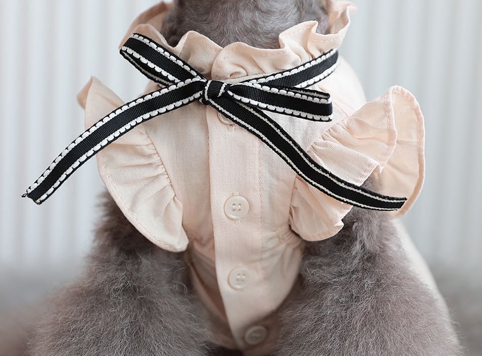 tint frill blouses / 犬服 ドッグウェア 犬の服 シャツ ワンちゃん ペット洋服 無地 犬 小型犬 中型犬 フリル ブラウス 綿 シンプル ベージュ 夏 袖なし 涼しい top125