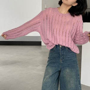 sheer stripe knit pullover J00027