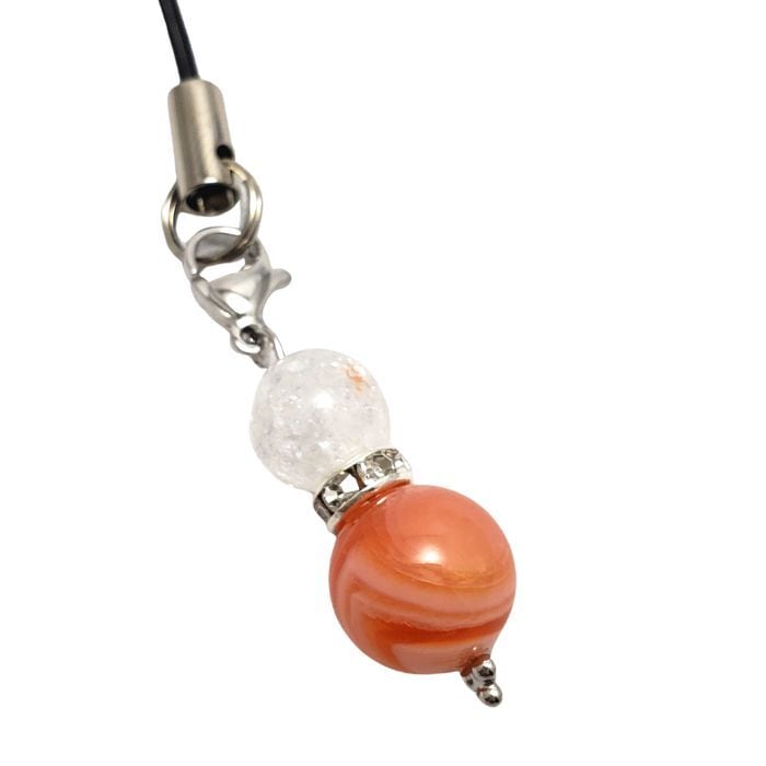 サードオニキス レインボークルスタル パワーストーン ストラップ 天然石 携帯ストラップ 瑪瑙 めのう オレンジ スマホ お守り プレゼント ラッピング無料 メール便 送料無料 8月 誕生石 アクセサリー