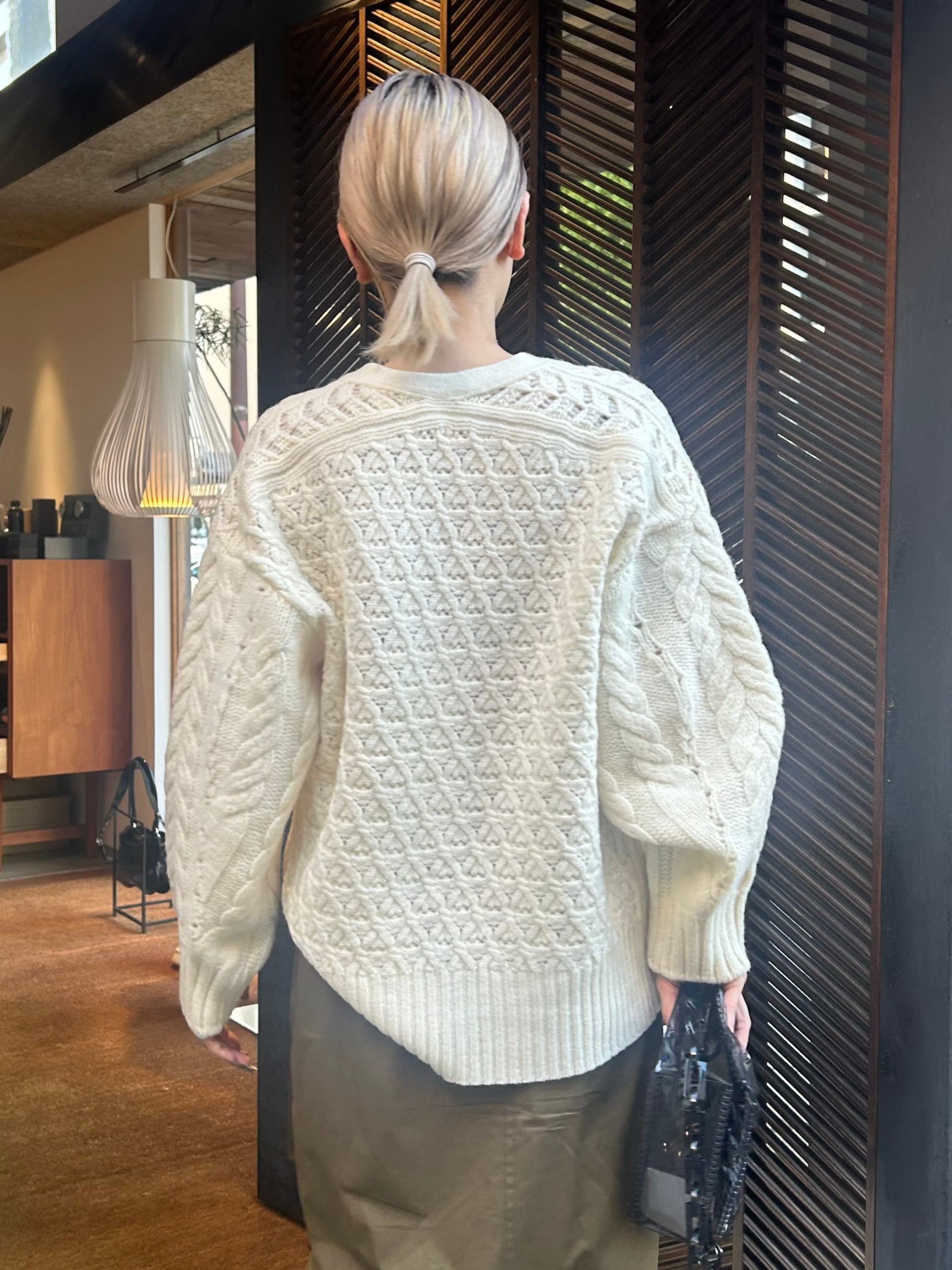 24AW】Mame Kurogouchi マメクロゴウチ /Floral Motif Chunky Knitted 