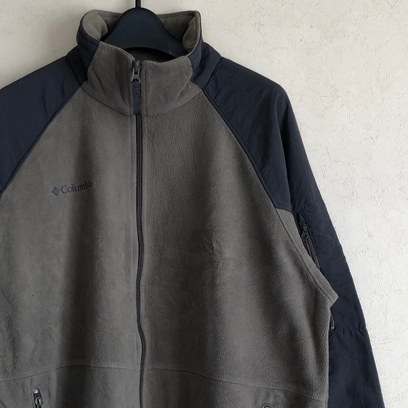 【Lサイズ】Columbia フリース生地×ナイロン生地 切り替え フルジップジャケット