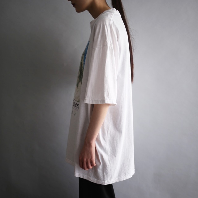 "狼" box print h/s big tee