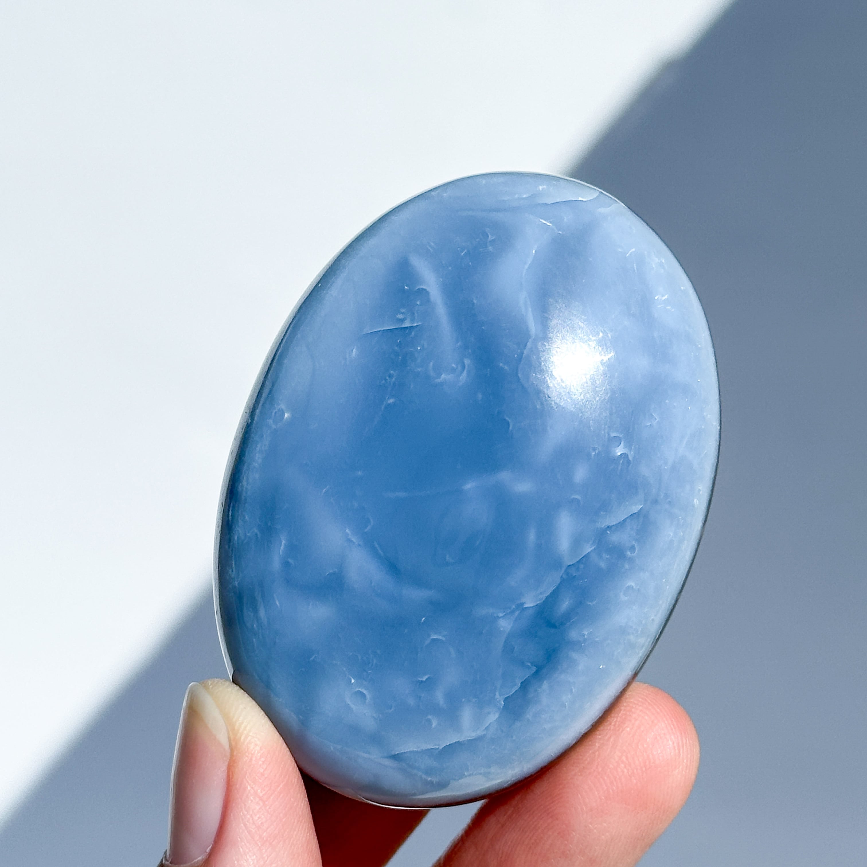 ブルーオパール パーム56◇ Blue Opal ◇ 天然石・鉱物