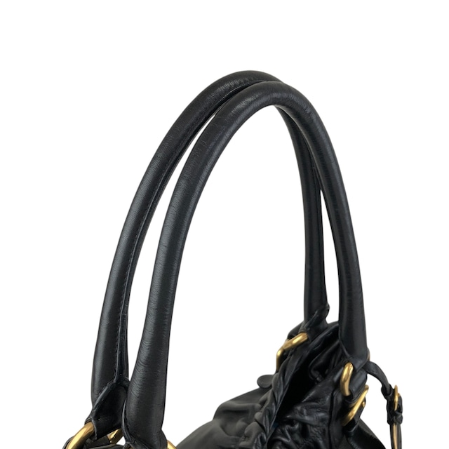 PRADA プラダ ショルダーバッグ ブラック ロゴ レザー ホーボーバッグ vintage ヴィンテージ オールド k2n6cf