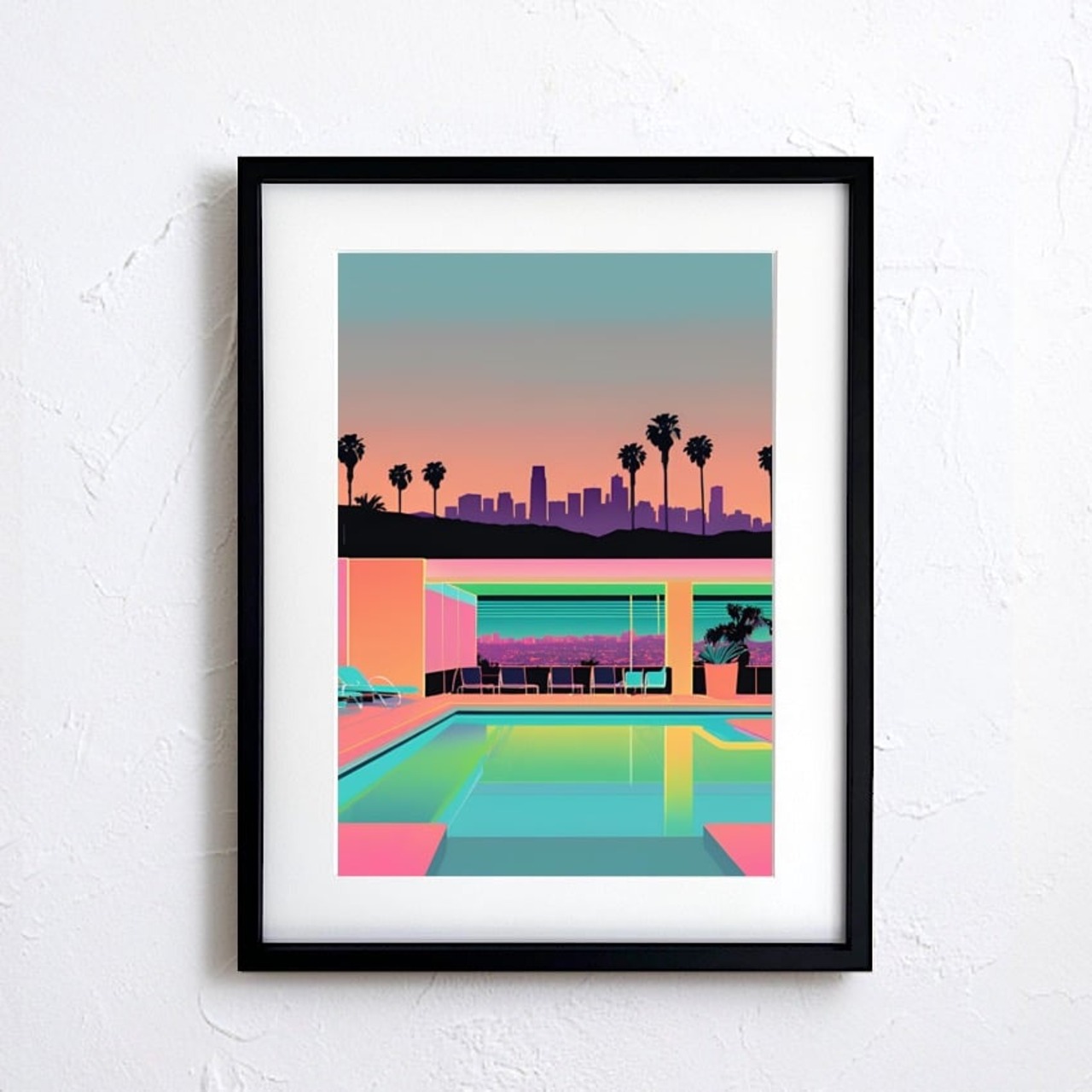 LA Down Town Sun Set｜夕焼けに染まるロサンゼルスの風景アートポスター｜レトロ感が魅力のインテリアに映える一枚｜A2ポスター