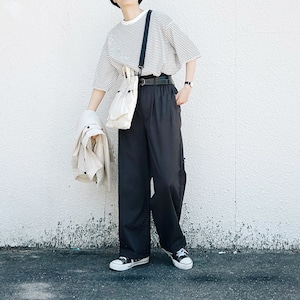 Cotton linen straight pants (black)