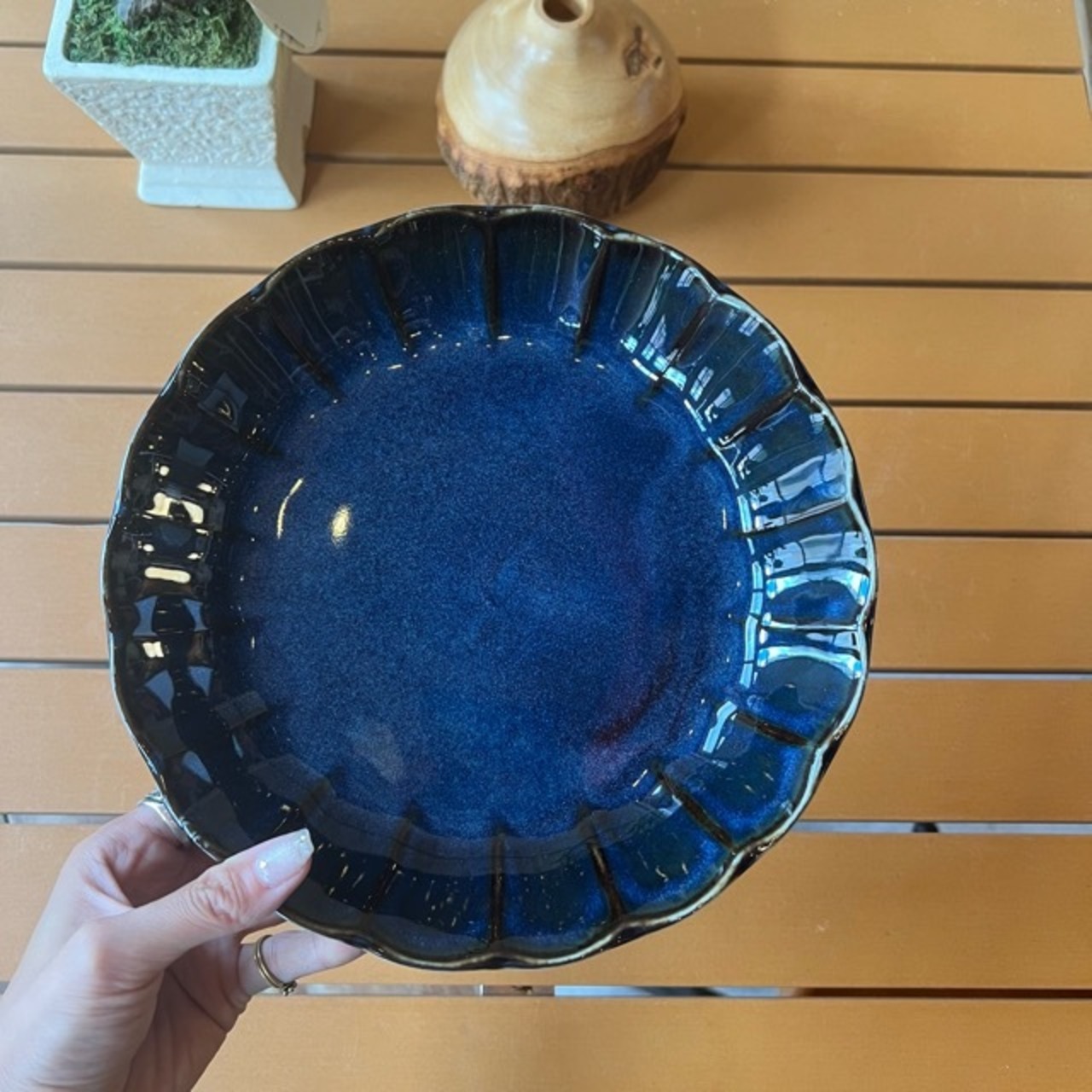 Vintage深皿　Navy　美濃焼　ネイビー　ケーキ皿　ボウル　パスタ皿　深皿　和食器　陶器　織部