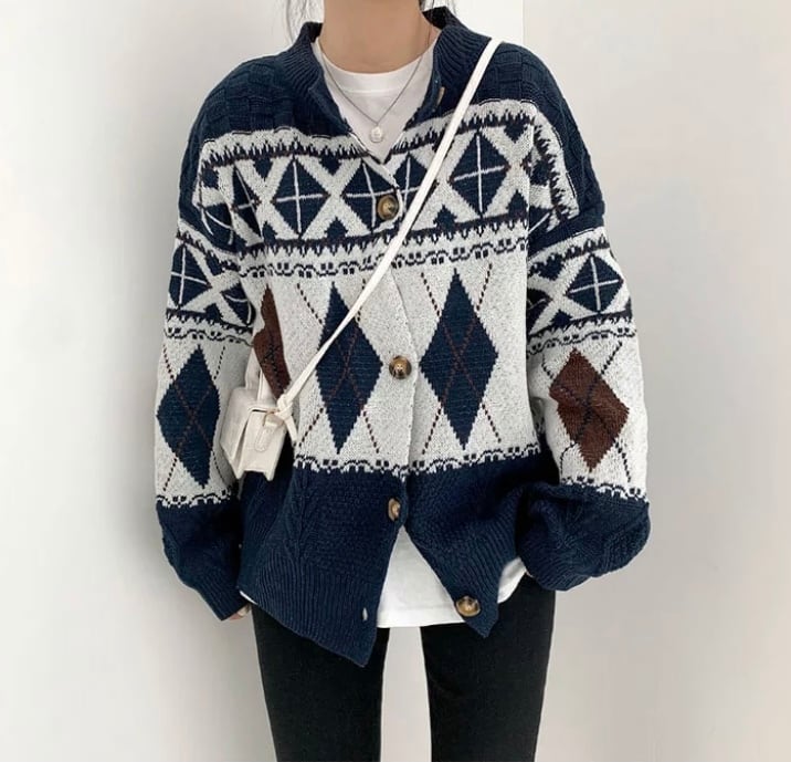 アーガイルニットカーディガン(2色) | select♡shop アーガイルニットカーディガン(2色) | select♡shop