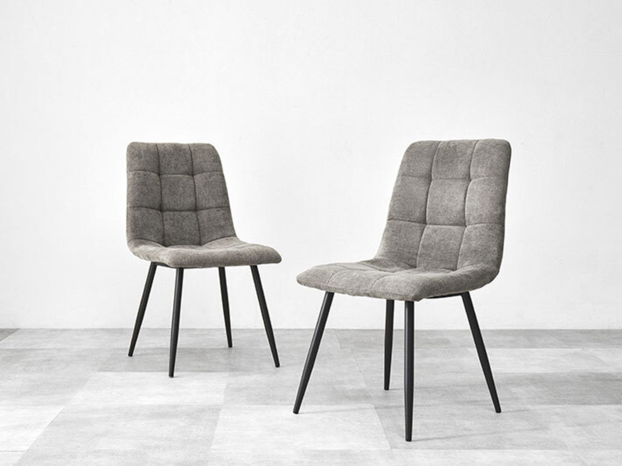 75×75cmカフェテーブル3点セット 大理石調 【チェア：グレー】・画像9