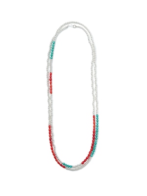 Sea Bamboo Turquoise Silver Long Necklace