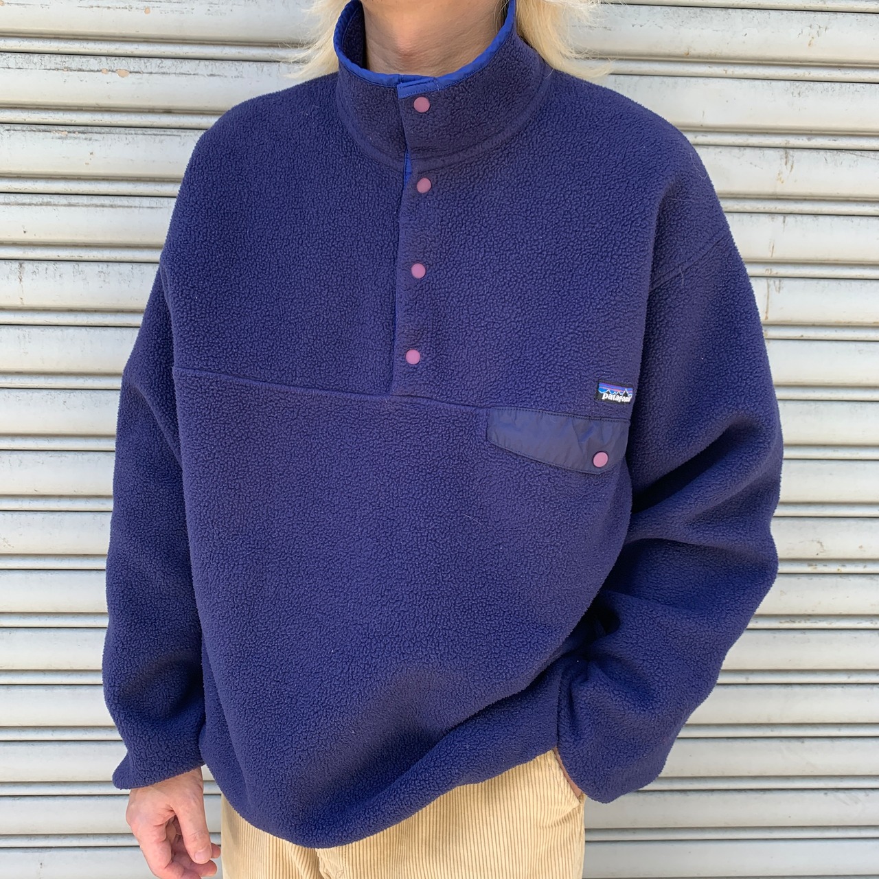 USA製　patagonia パタゴニア　シンチラスナップT フリース　ネイビー