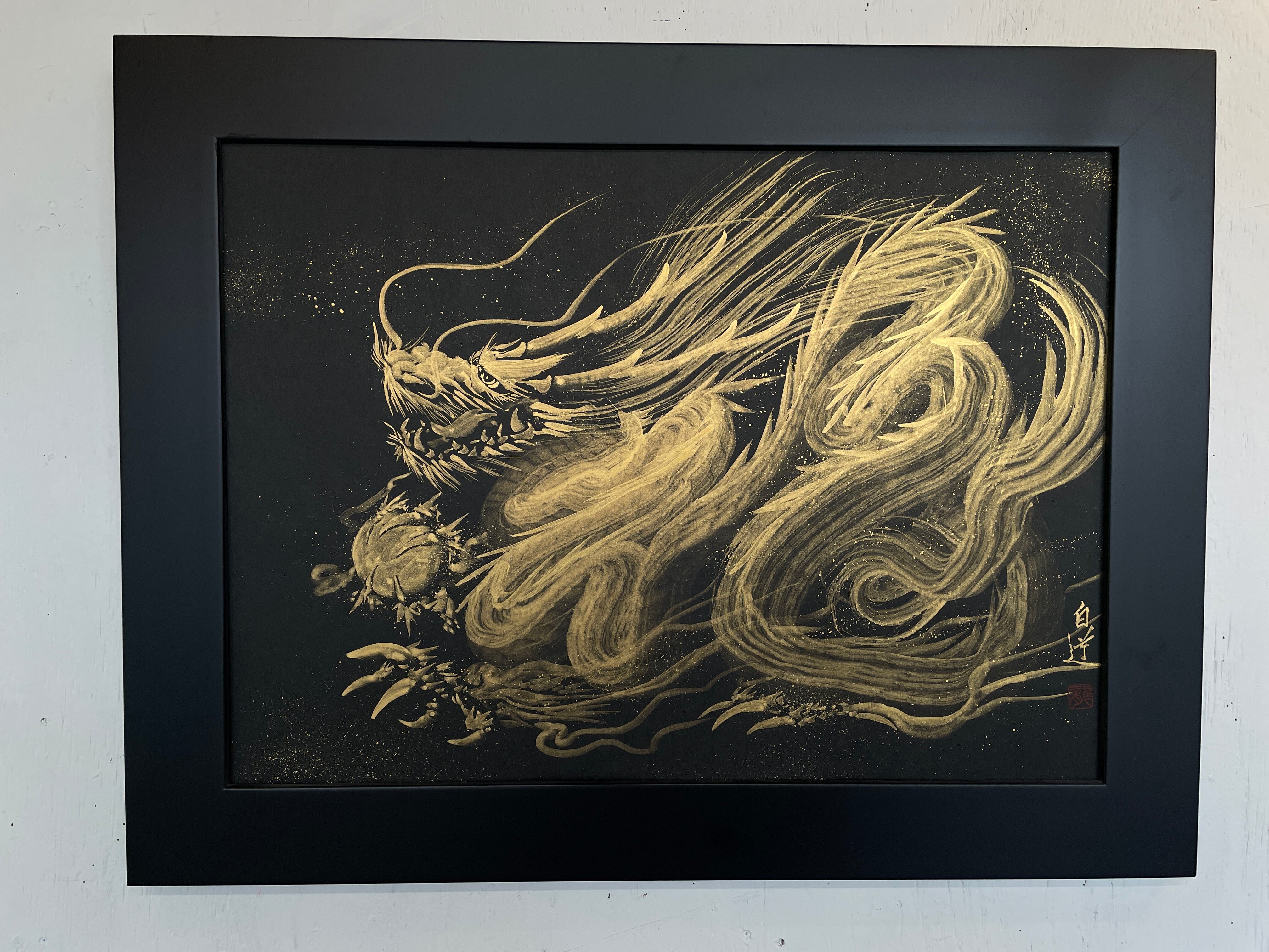 現代水墨画家 絵師白道 MINI「朱雀」五神獣 ・直筆作品 龍 鳳凰 鳥