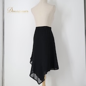 社交ダンス 衣装 スカート ブラック系 チャコット Chacott レッスン 練習 レッスンウェア 練習着 透け感 黒 無地 チュール かわいい 華やか おしゃれ 上品 大人っぽい 軽やか ふんわり 日本製 アシンメトリー ふんわりスカート お教室用ダンス衣装 ダンスレッスン 女性用スカート エレガントダンスウエア 透け感スカート