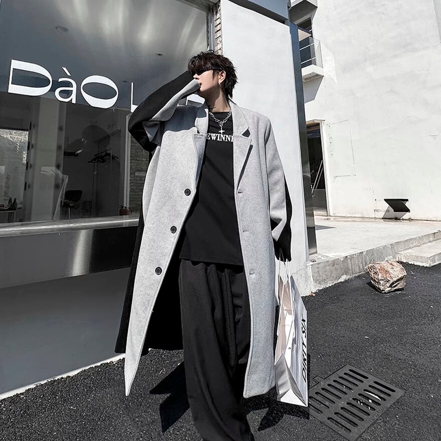 ロングコートメンズ 黒 レトロ パンク風 パーティー 男 コート 個性派