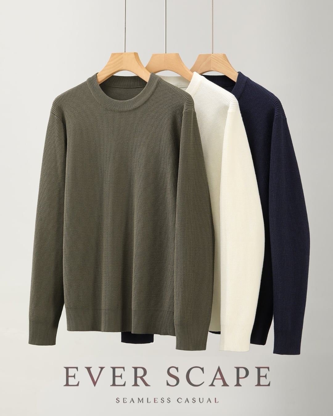 テクスチャーニット クルーネックプルオーバー 3色 A0185