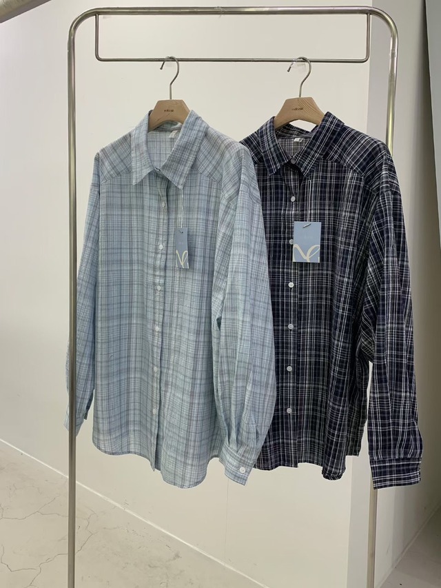 (予約) mellounge  / Blue check shirt 2color