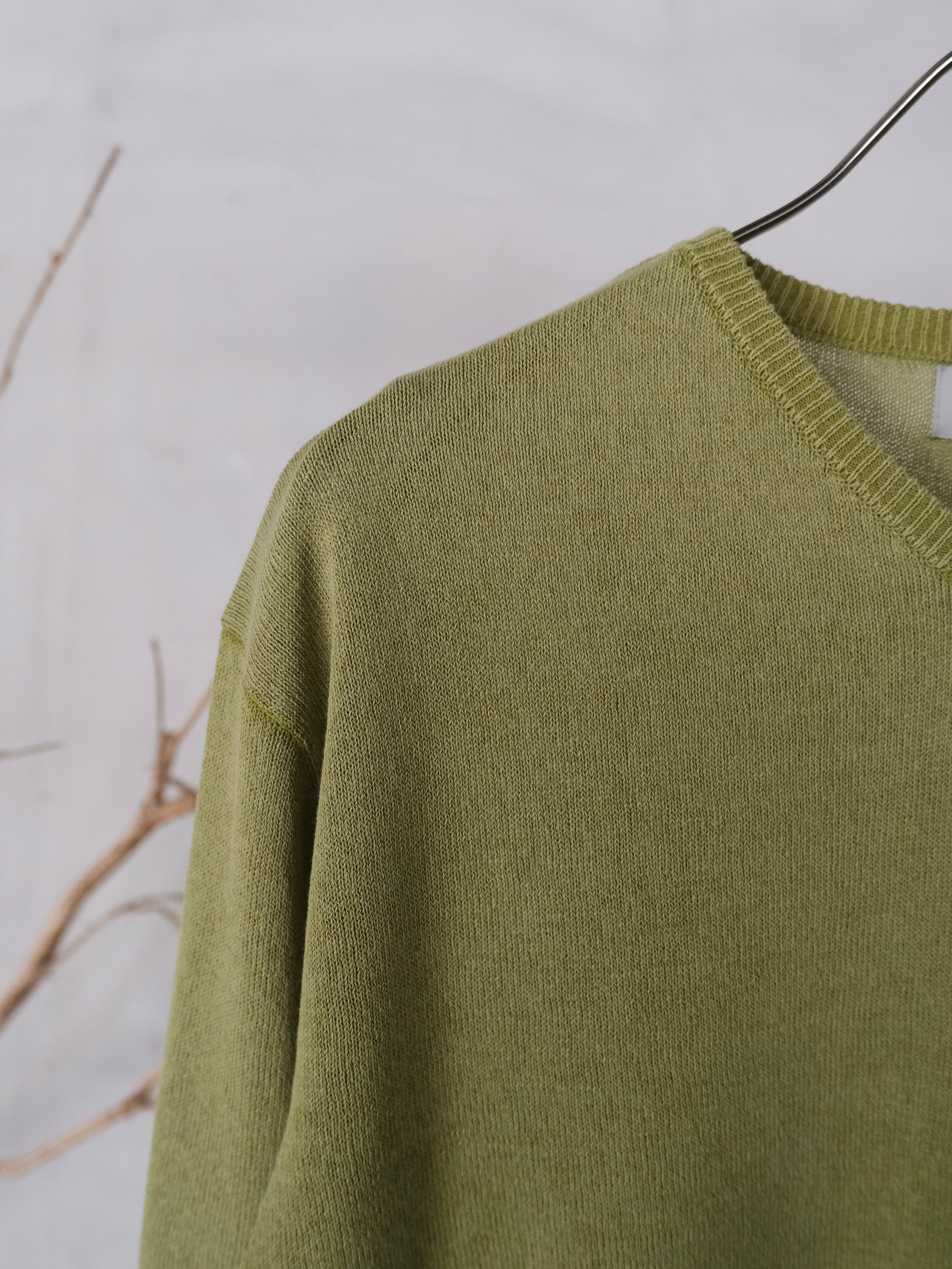 ENCOMING/KNITTED V NECK JUMPER /LIME / L