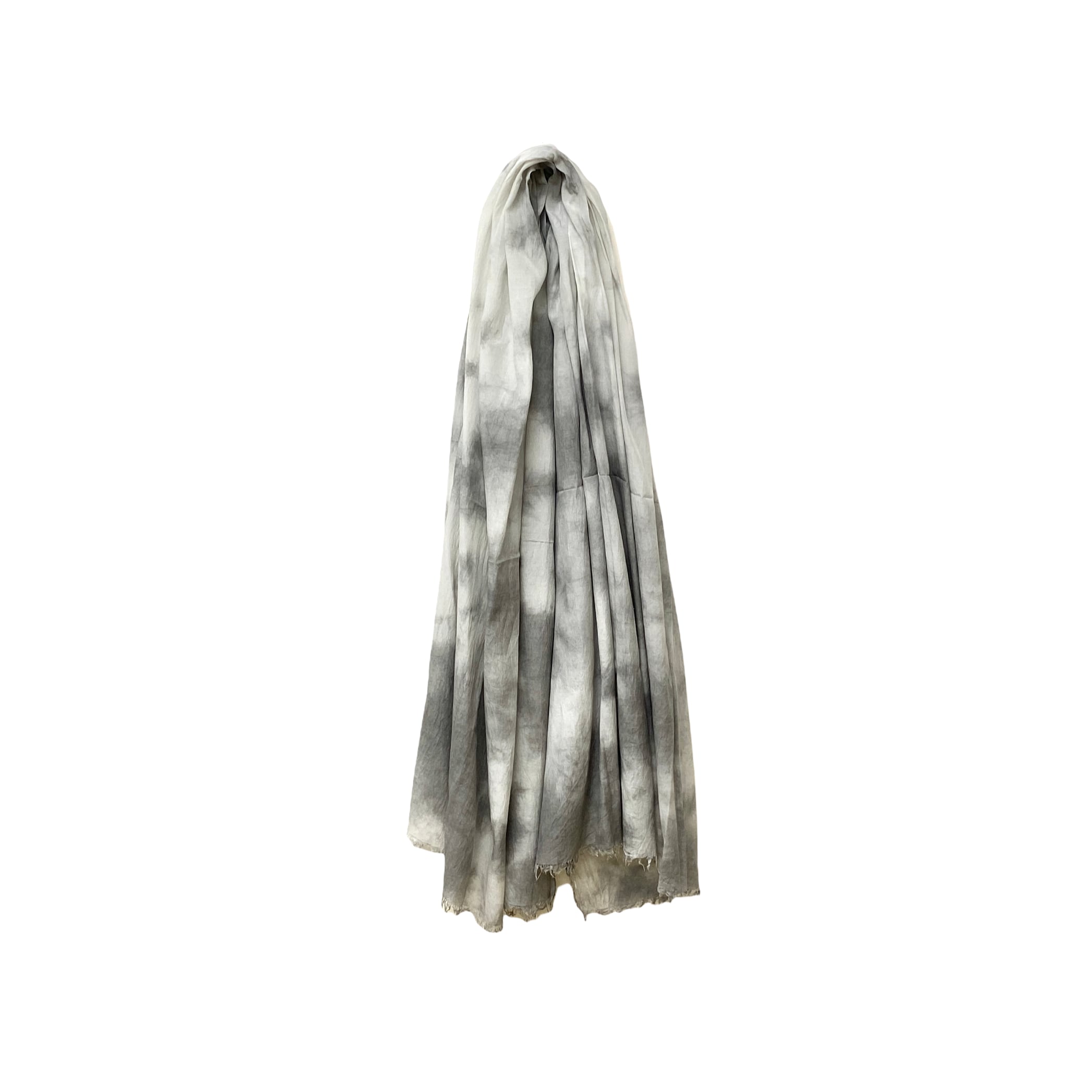 綿シルク素材の炭ムラ染め大判ストール | Cotton Silk oversized scarf with pineapple charcoal