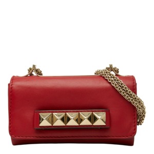 ヴァレンティノ ガラヴァーニ ロックスタッズ ヴァヴァヴーム 斜め掛け ショルダーバッグ レッド レザー レディース VALENTINO 中古