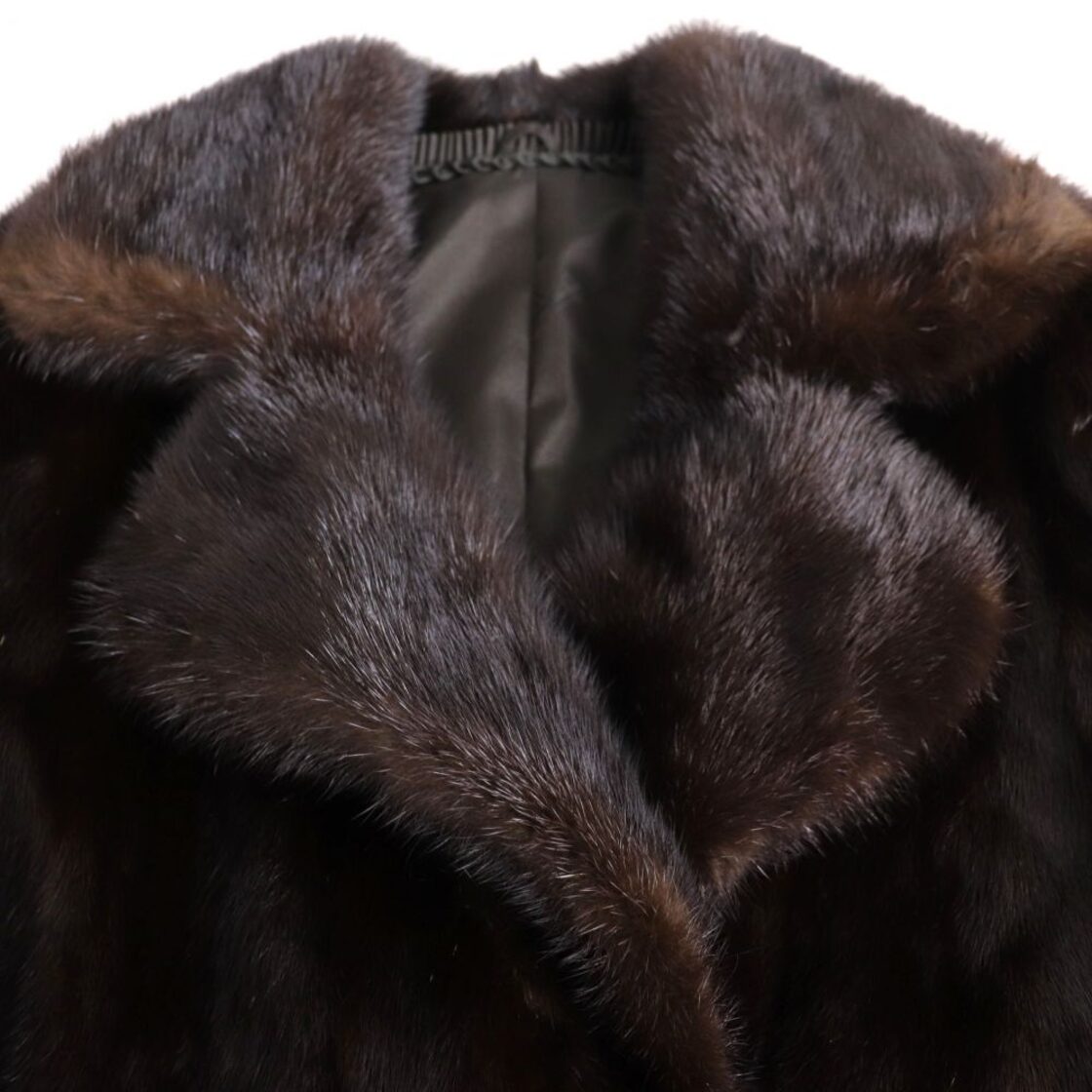 極美品▽MINK ミンク 裏地ロゴ柄 本毛皮ロングコート ダークブラウン 