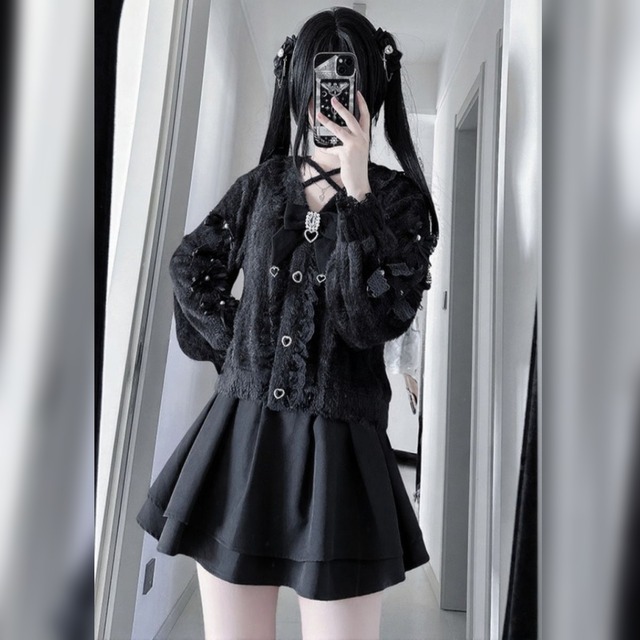 地雷系十字架チャームカーディガンセットアップ：スカート