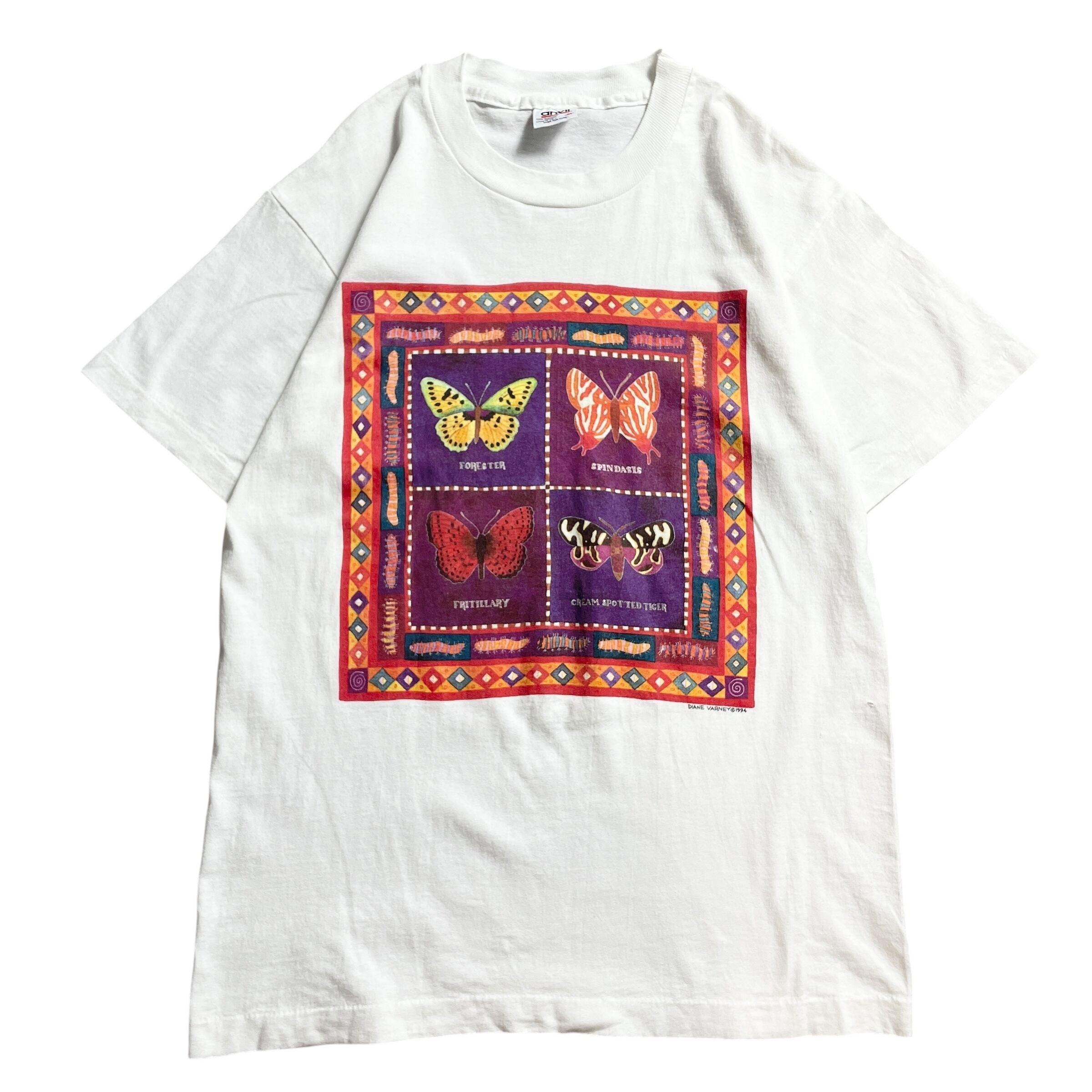 90s USA製 蝶 アニマル アート vintage T-shirt