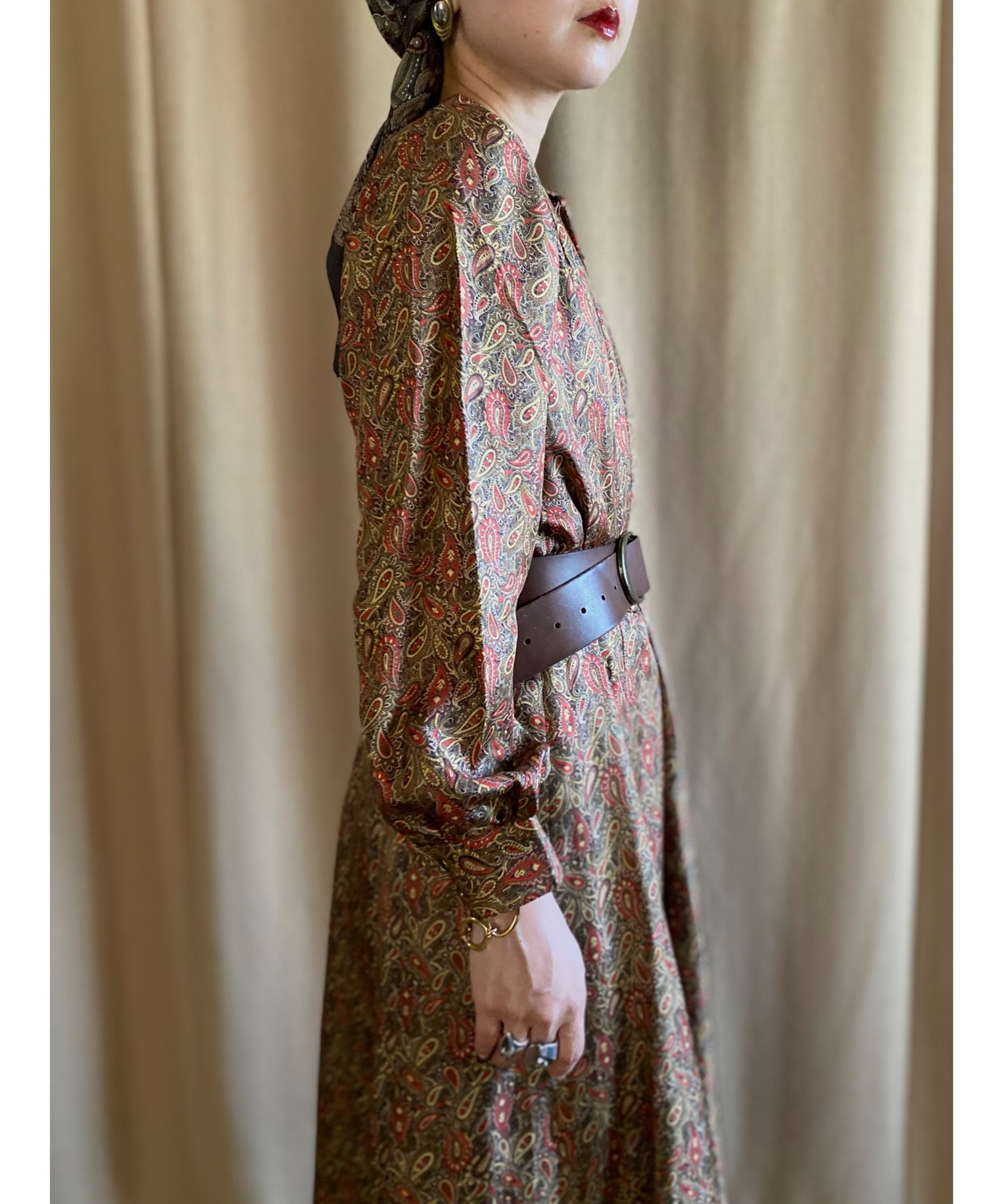 paisley pattern warm color dress-4339-9