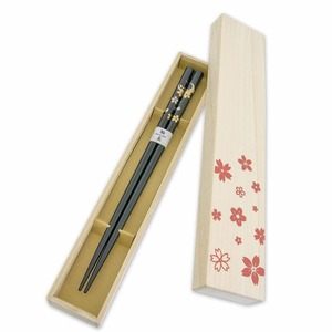 橋本幸作漆器店 輪島うるし箸 雪月風花（宵桜 黒）  桐箱入り 日本製 414342