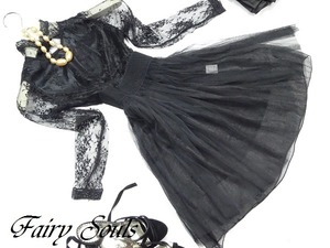 ★送料無料★9号（M)☆長袖レ－スワンピ－ス(OPN9541)