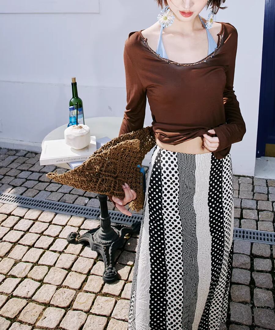 ドット柄◆Aラインスカート【s-40145】