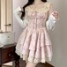 レースネックティアードフレアフラワーワンピ ・78367