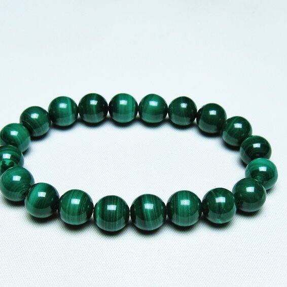 マラカイト ブレスレット 10mm 一点物 メール便可 [M便 1/10] 111-40474