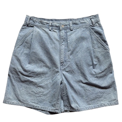 【80s】Woolrich シャンブレーショーツ ハーフパンツ 短パン メンズ W34 水色/BLUE ワンタック VINTAGE ウールリッチ ワイド