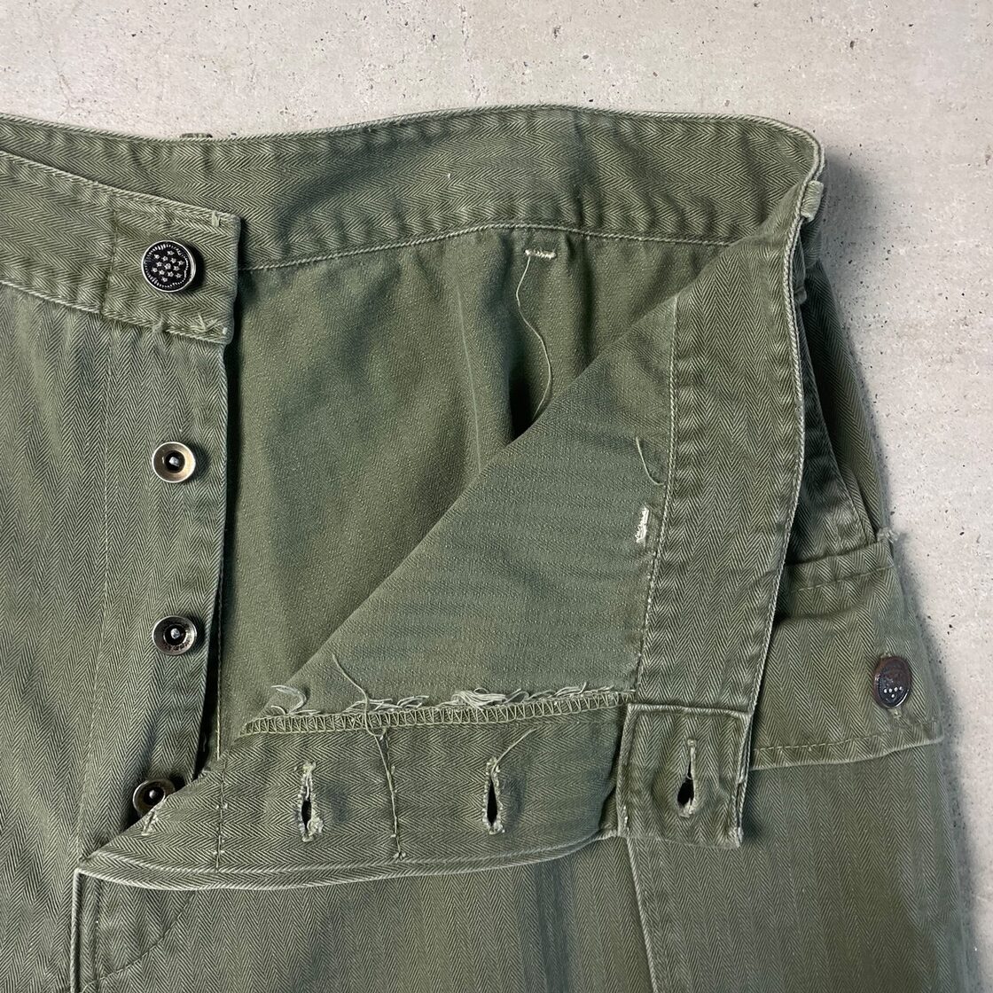 40年代 U.S.ARMY 米軍実品 M-43 HBT サイドカーゴパンツ 13STAR メンズ 