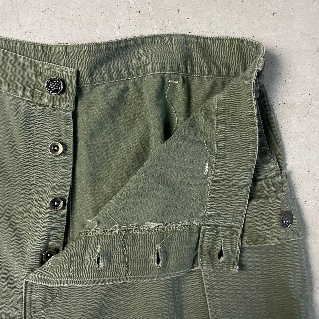 40年代 U.S.ARMY 米軍実品 M-43 HBT サイドカーゴパンツ 13STAR メンズ 