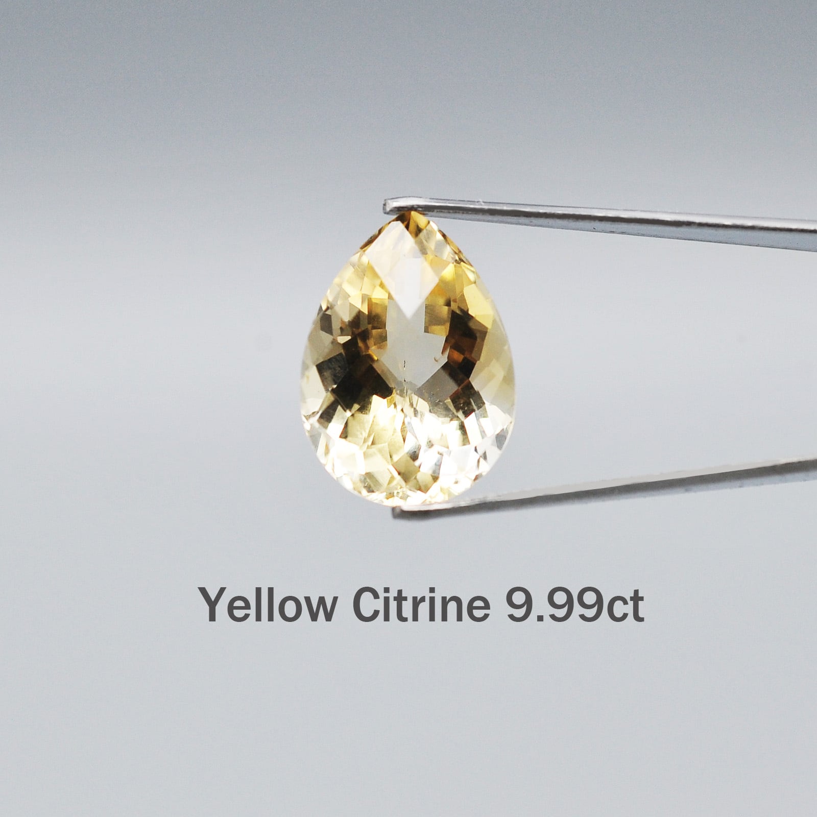 【レア】大粒シトリン　ペアシェイプ　ルース 希少天然大粒 9.99ct】未加熱 ブラジル産 イエローシトリン ペア