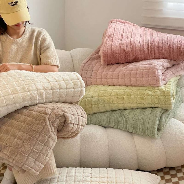 【BLANKET】秋冬キャンディ色系高級感ブランケット