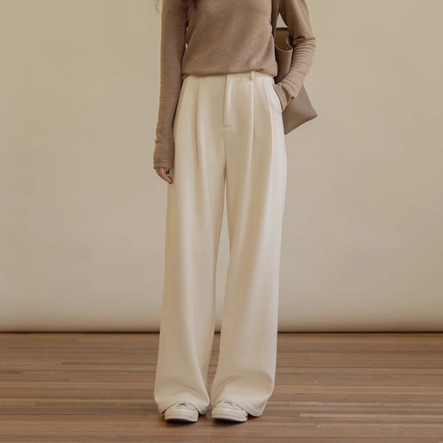 high waist tuck wide pants N30360