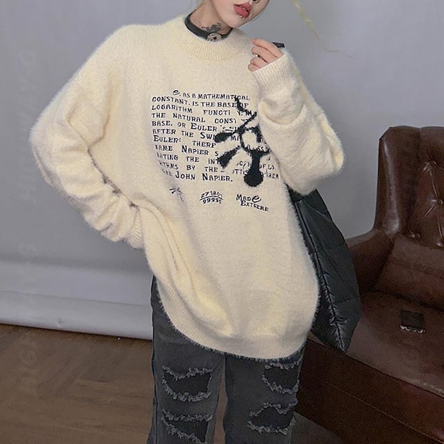 [ 新商品 ] レタリングプリントシャギーセーター（全２色） / HWG1374