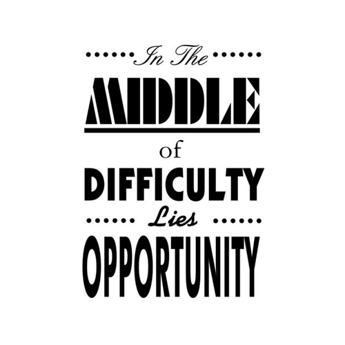 ウォールステッカー アインシュタイン 名言 黒 マット In the middle of difficulty lies opportunity 