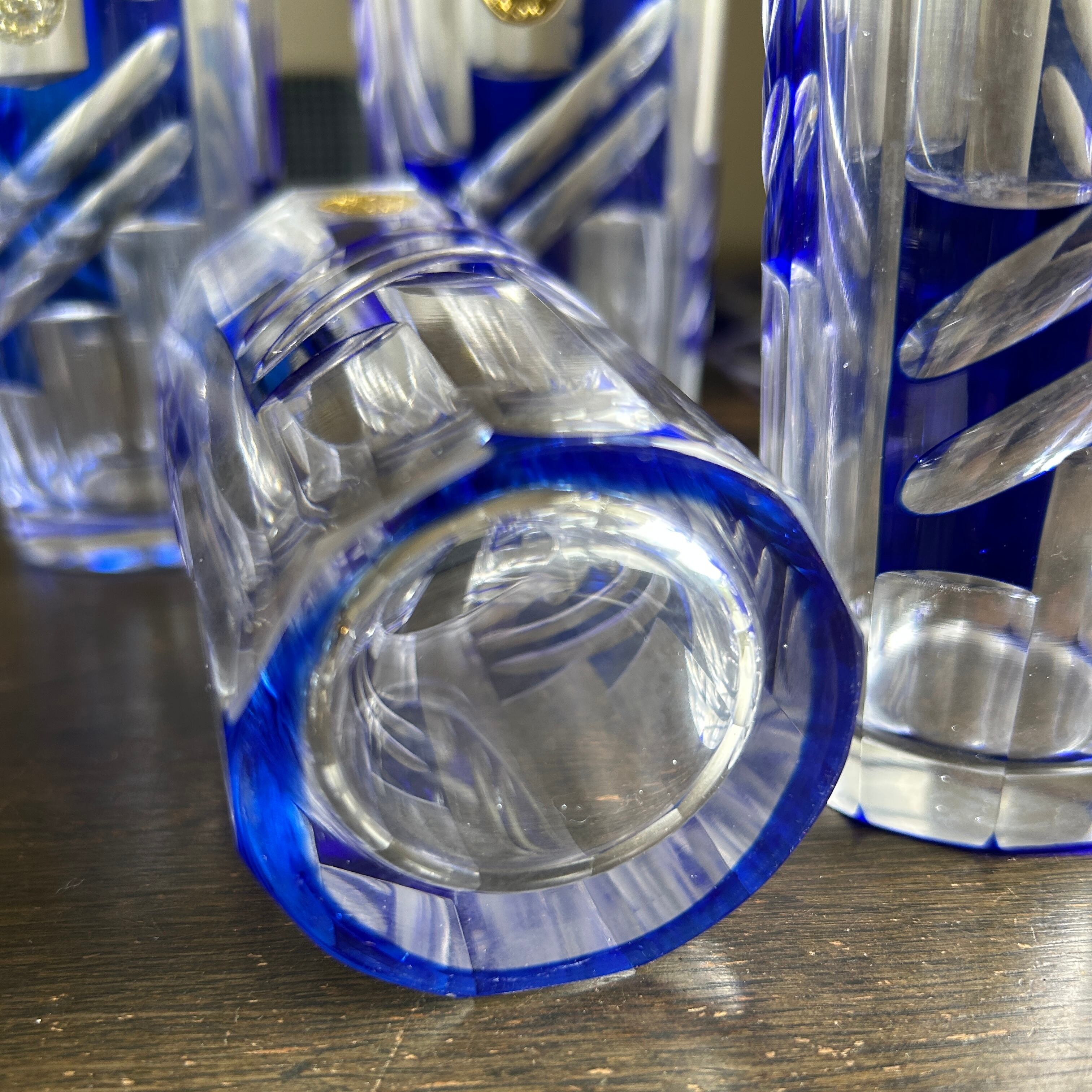 ヴィンテージ  被せガラスのグラス＆ソーサーセット