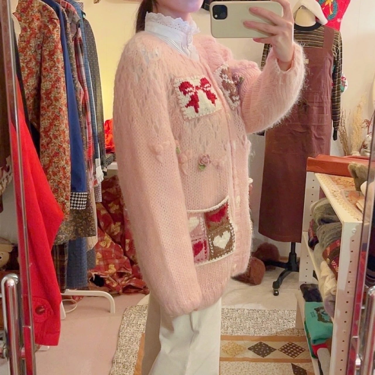 remake / bear pink knit cardigan