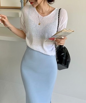 両サイドシャーリングトップス　AJ1079-E06