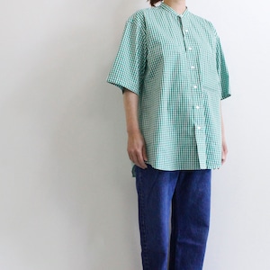 amne アンヌ　GINGHAM B.CH  S SHIRTS  ユニセックス　ギンガムチェック半袖シャツ