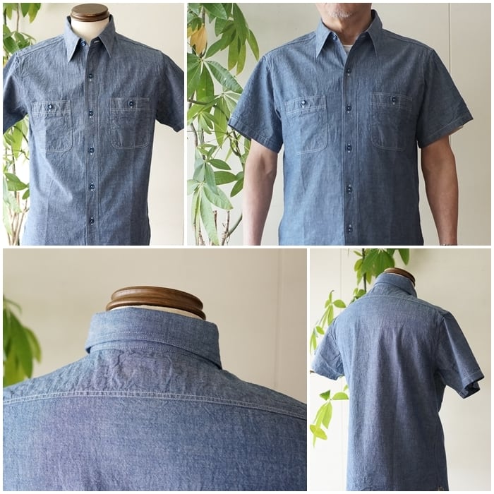 バズリクソンズUS NAVYシャンブレーシャツ 半袖　Lサイズ BUZZRICKSONS バズリクソンズ 半袖シャンブレーシャツ 半袖シャツ